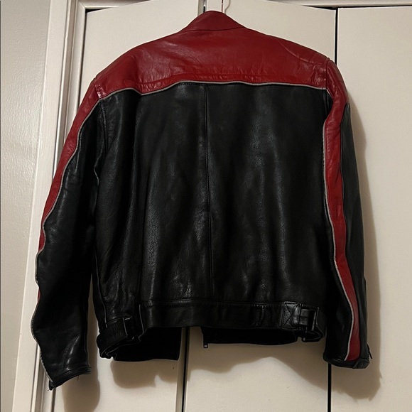 [International Male] Men's Red and Black Leather Jacket - Picture 2 of 8